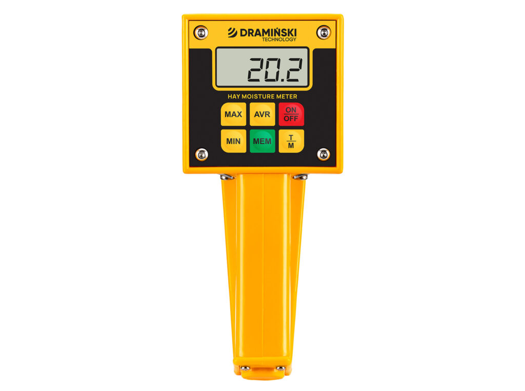 wilgotnościomierz DRAMIŃSKI HMM z sondą na stałe, łatwy w obsłudze, tani, lekki, przenośny